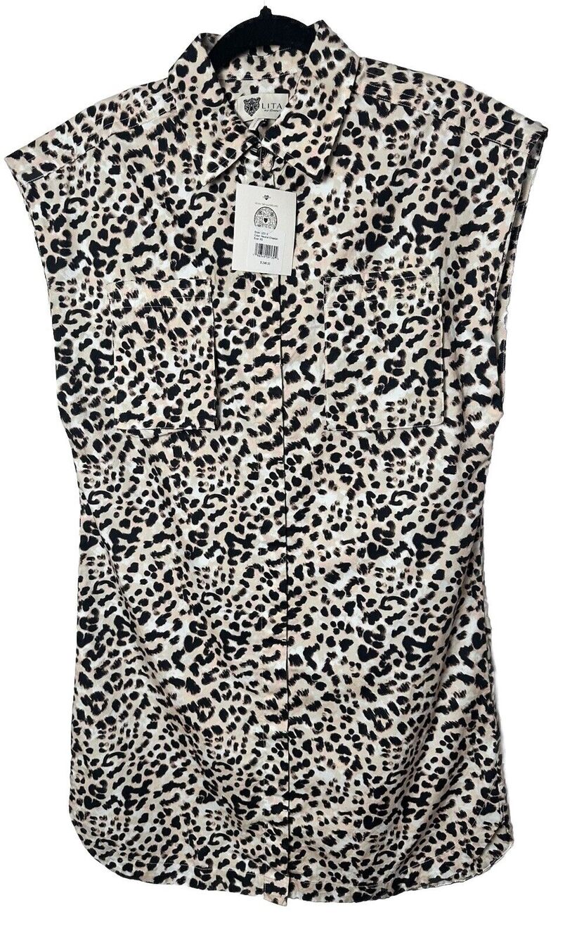 Lita by Ciara Women's Cheetah Print Mini Sleeveless Shirt Dress Size XS NWT $248